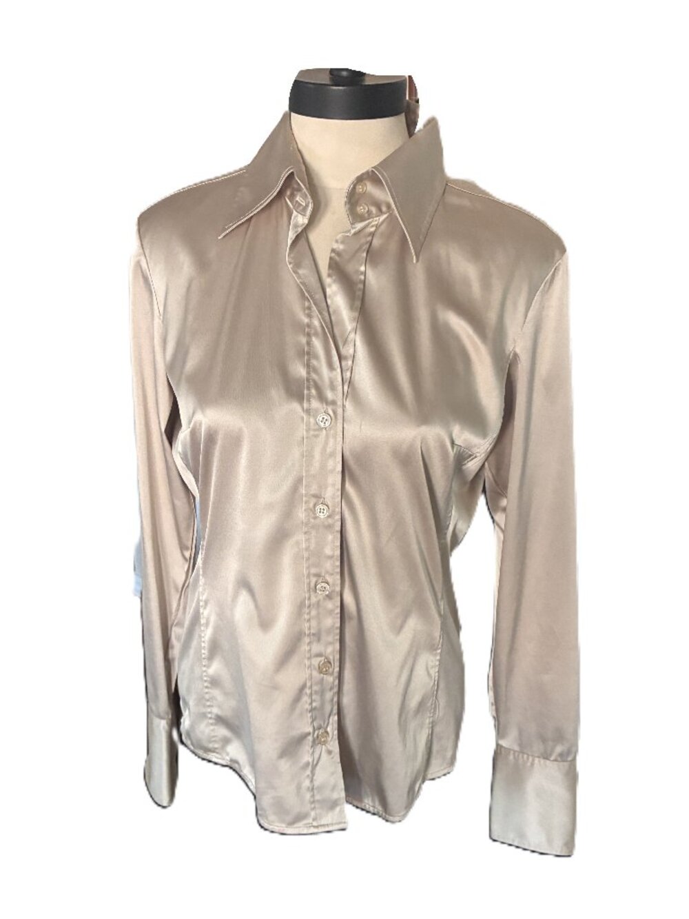 NEW YORK & COMPANY Silky Champagne Blouse sz S
